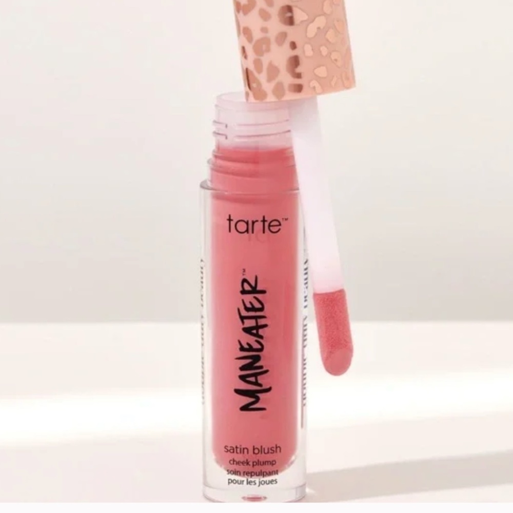NIB New TARTE Maneater SATIN BLUSH Cheek Plump WARM PINK Full Size 0.27 fl oz